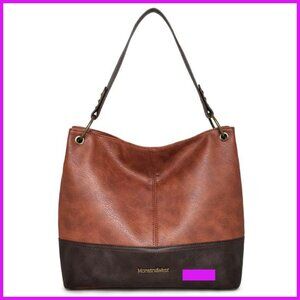 Chic Hobo Shoulder Bag Vegan Leather Large Capacity Elegant Gold Hardware